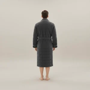 peignoir bain homme flanelle matelassé confort - Vue 2 - peignoir bain homme
