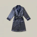 robe de chambre homme satin élégant rayé - Vue 1 - robe de chambre homme