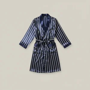 robe de chambre homme satin élégant rayé - Vue 2 - robe de chambre homme
